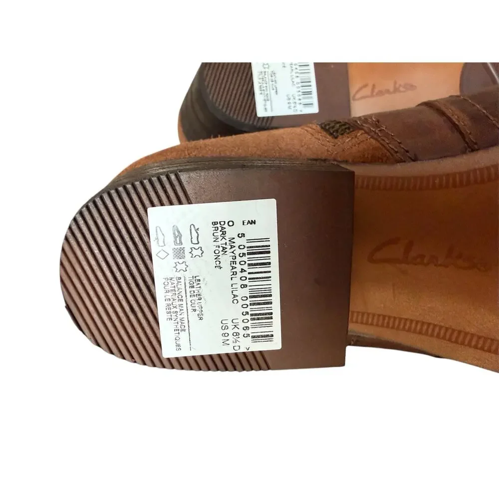 Clark’s Artisan Sz 9 Maypearl Brown Rustic Buckle Side Boots Leather Western